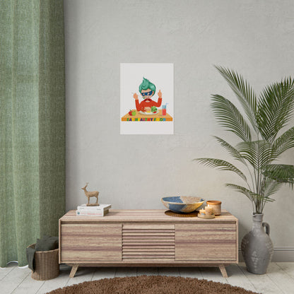 Rolled Posters - Super kiddo eating healthy breafast - [[{"value":"Wonderwear Kid"}]]