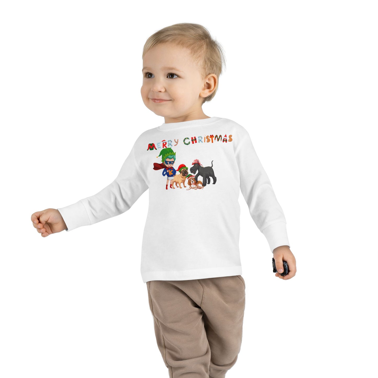 Toddler Long Sleeve Tee - Super kiddo woith pet friends - [[{"value":"Wonderwear Kid"}]]