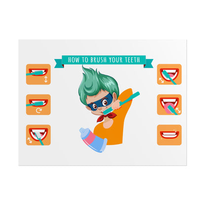 Rolled Posters - Super kiddo how to brush teeth - [[{"value":"Wonderwear Kid"}]]