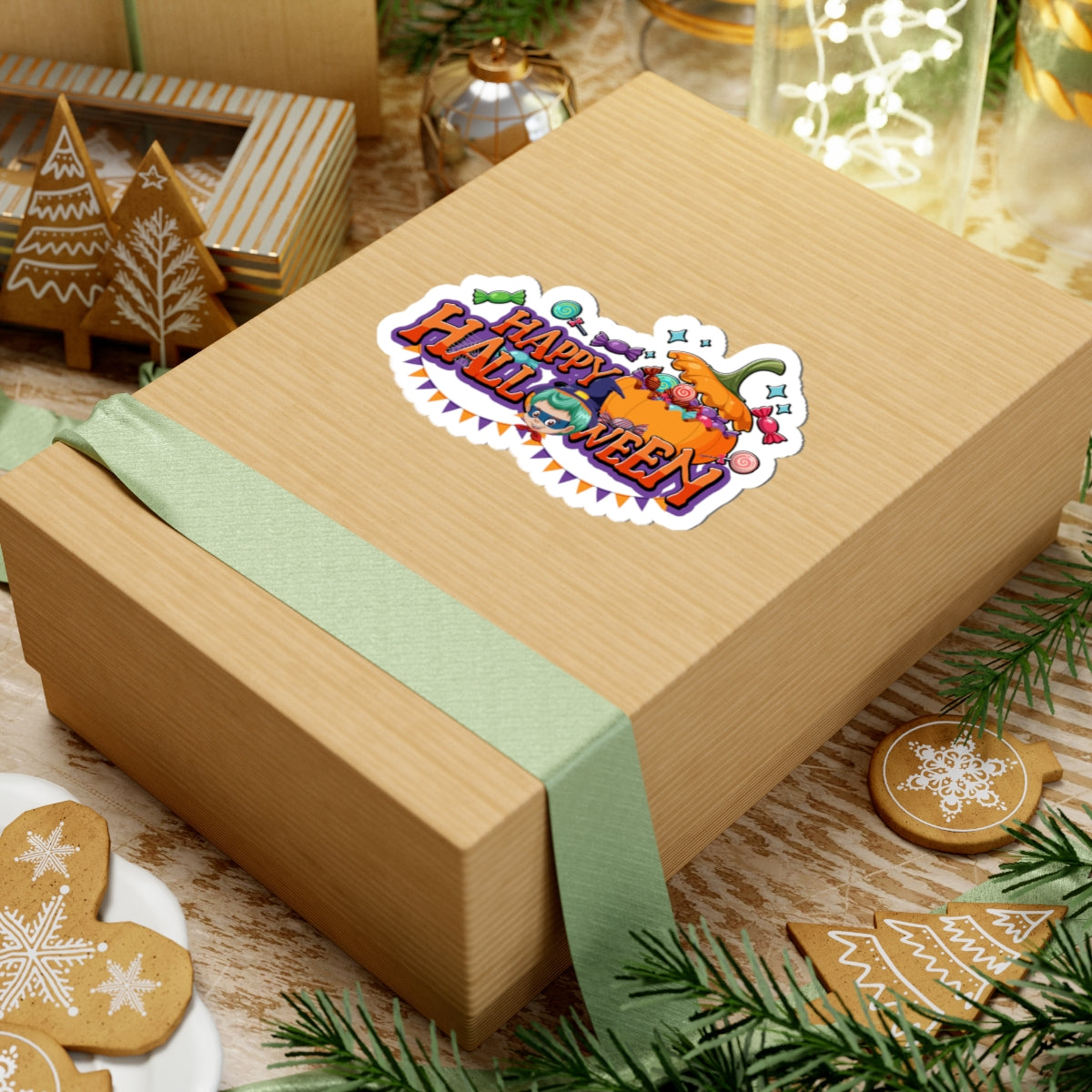 Kiss-Cut Stickers - Happy halloween banner Printify