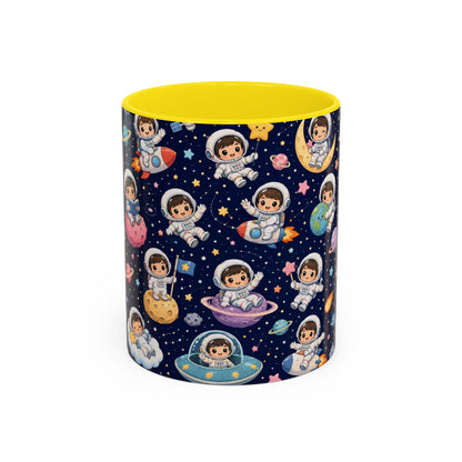 Accent Coffee Mug  (11/15 oz) - Kawaii Astronauts in a Starry Space Adventure
