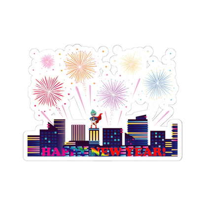 Kiss-Cut Stickers - Super kiddo with fireworks with text - [[{"value":"Wonderwear Kid"}]]