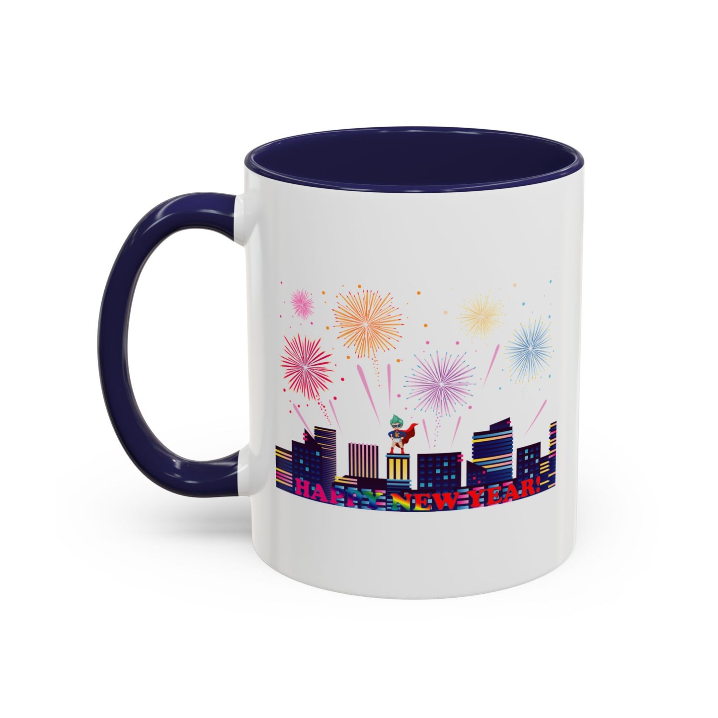 Accent Coffee Mug - Super kiddo with fireworks with text