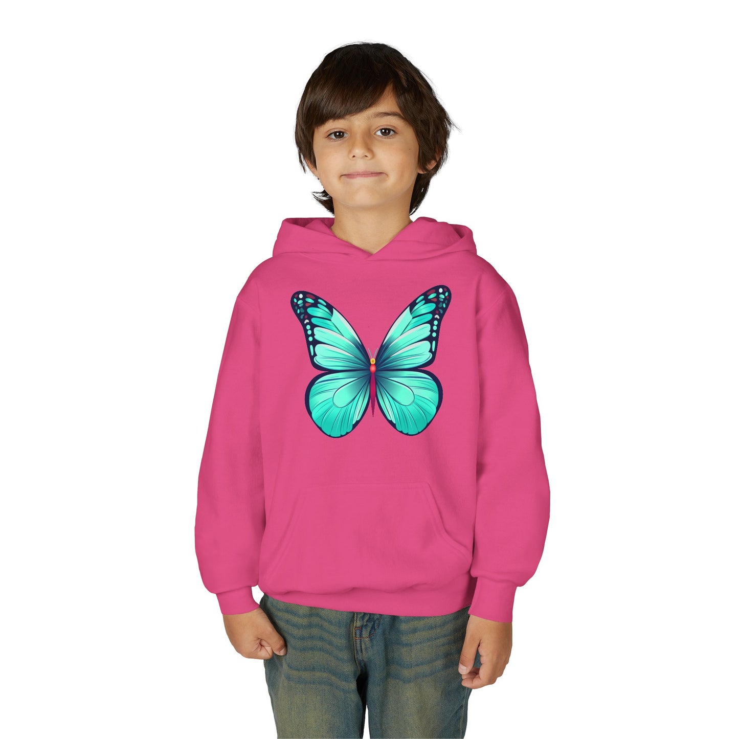 Youth Heavy Blend Hooded Sweatshirt - Butterfly - blue