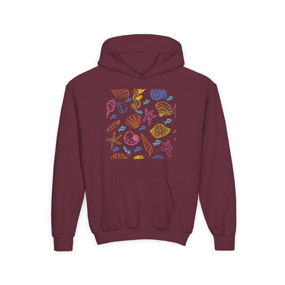 Youth Heavy Blend Hooded Sweatshirt - Sea creatures Printify