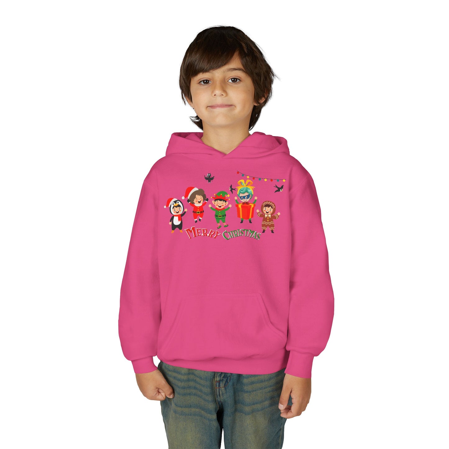 Youth Heavy Blend Hooded Sweatshirt - Merry christmas by super kiddo and friends