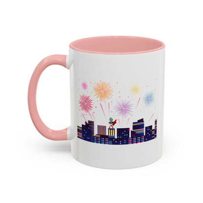 Accent Coffee Mug - Super kiddo with fireworks - [[{"value":"Wonderwear Kid"}]]