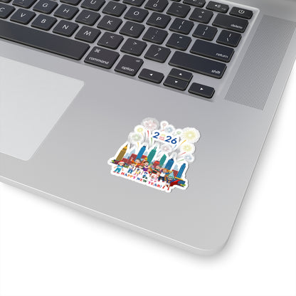 Kiss-Cut Stickers - Happy new year with fireworks - [[{"value":"Wonderwear Kid"}]]