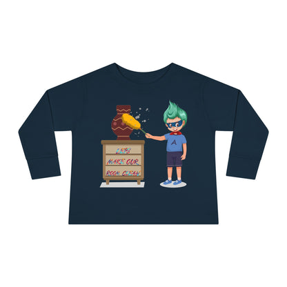 Toddler Long Sleeve Tee - Super kiddo cleaning a vase - [[{"value":"Wonderwear Kid"}]]