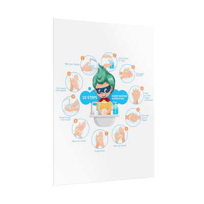 Rolled Posters - Super kiddo hand washing steps - [[{"value":"Wonderwear Kid"}]]