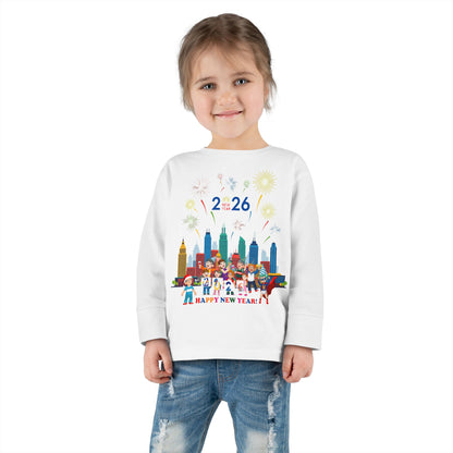 Toddler Long Sleeve Tee - Happy new year with fireworks - [[{"value":"Wonderwear Kid"}]]