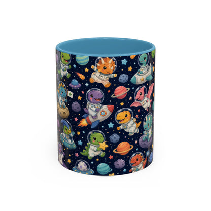 Accent Coffee Mug (11/15 oz) - Cute Dinosaur Astronaut Space