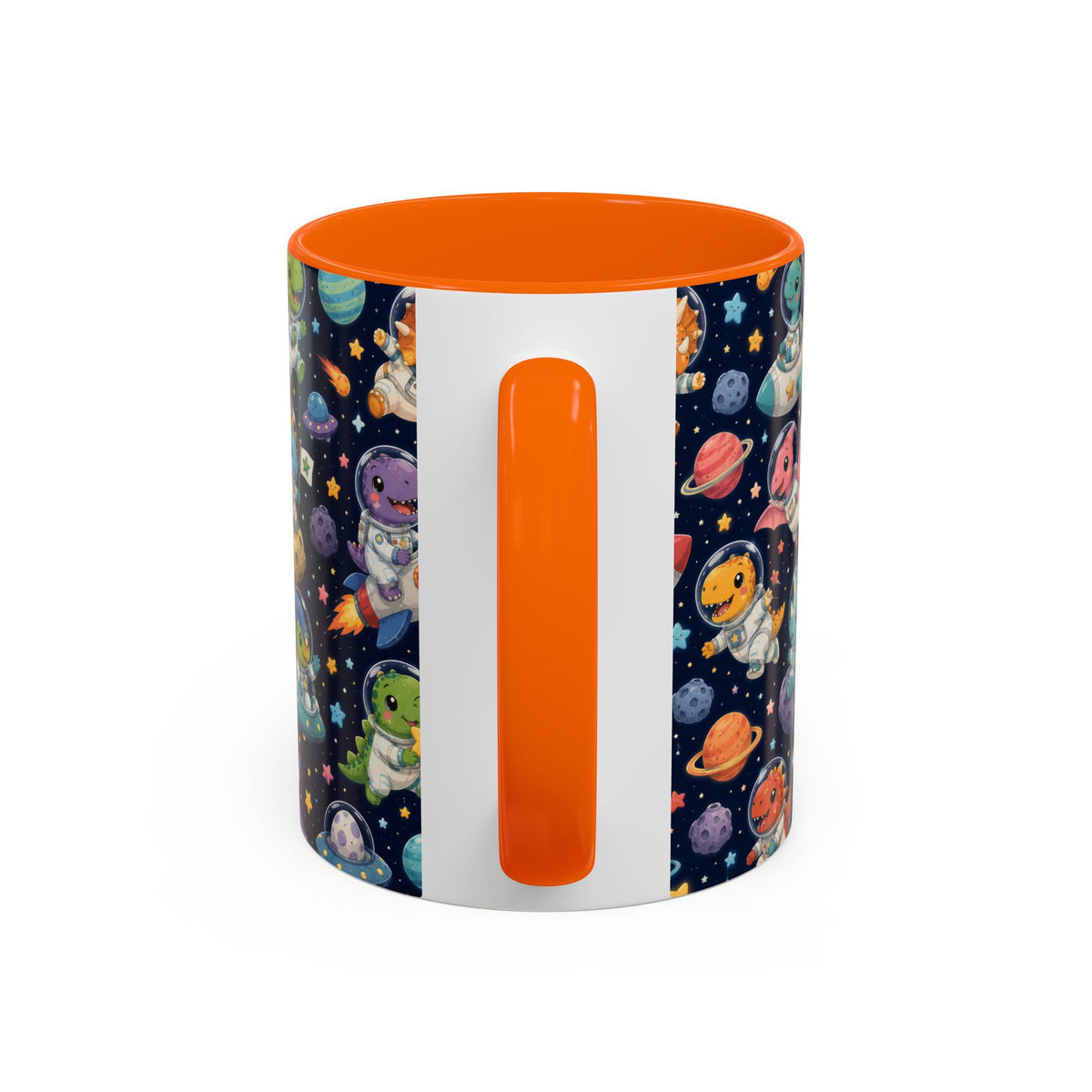 Accent Coffee Mug (11/15 oz) - Cute Dinosaur Astronaut Space