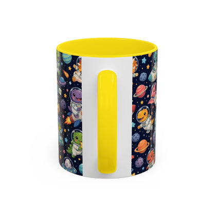 Accent Coffee Mug (11/15 oz) - Cute Dinosaur Astronaut Space