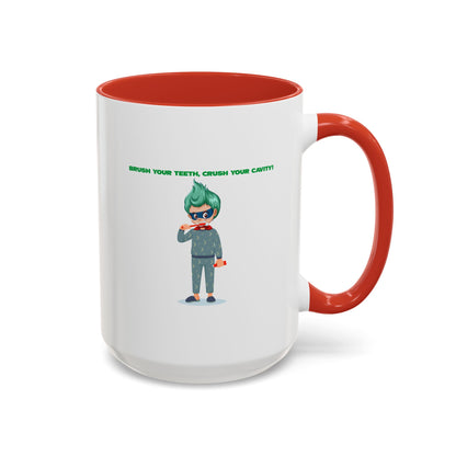 Accent Coffee Mug - Super kiddo brushing teeth - [[{"value":"Wonderwear Kid"}]]