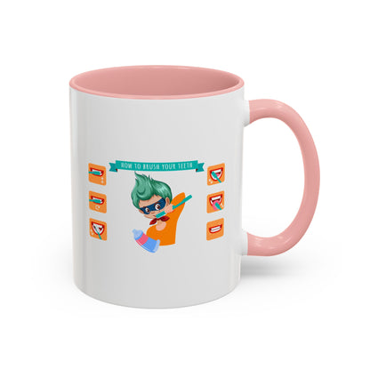 Accent Coffee Mug - Super kiddo how to brush teeth - [[{"value":"Wonderwear Kid"}]]