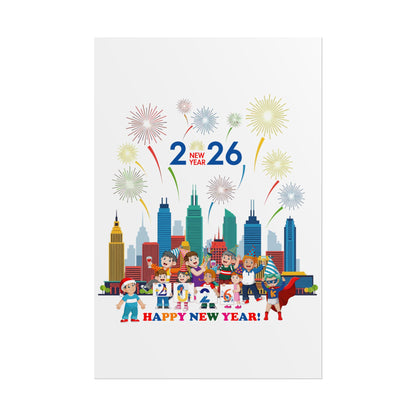 Rolled Posters - Happy new year with fireworks - [[{"value":"Wonderwear Kid"}]]