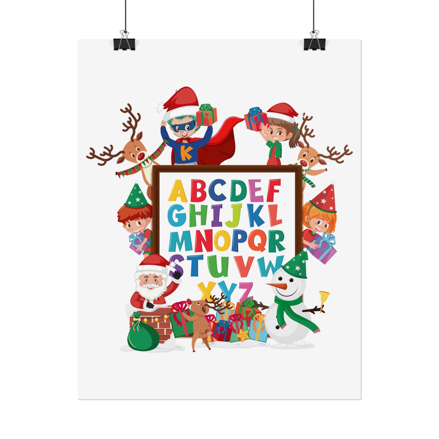 Rolled Posters - Christmas alphabet with super kiddo - [[{"value":"Wonderwear Kid"}]]
