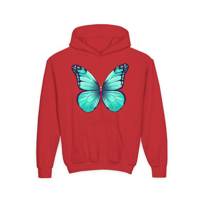 Youth Heavy Blend Hooded Sweatshirt - Butterfly - blue Printify