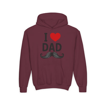 Youth Heavy Blend Hooded Sweatshirt - I love dad Printify