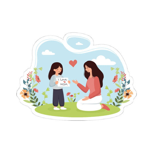 Kiss-Cut Vinyl Decals - Mother and daughter love Printify