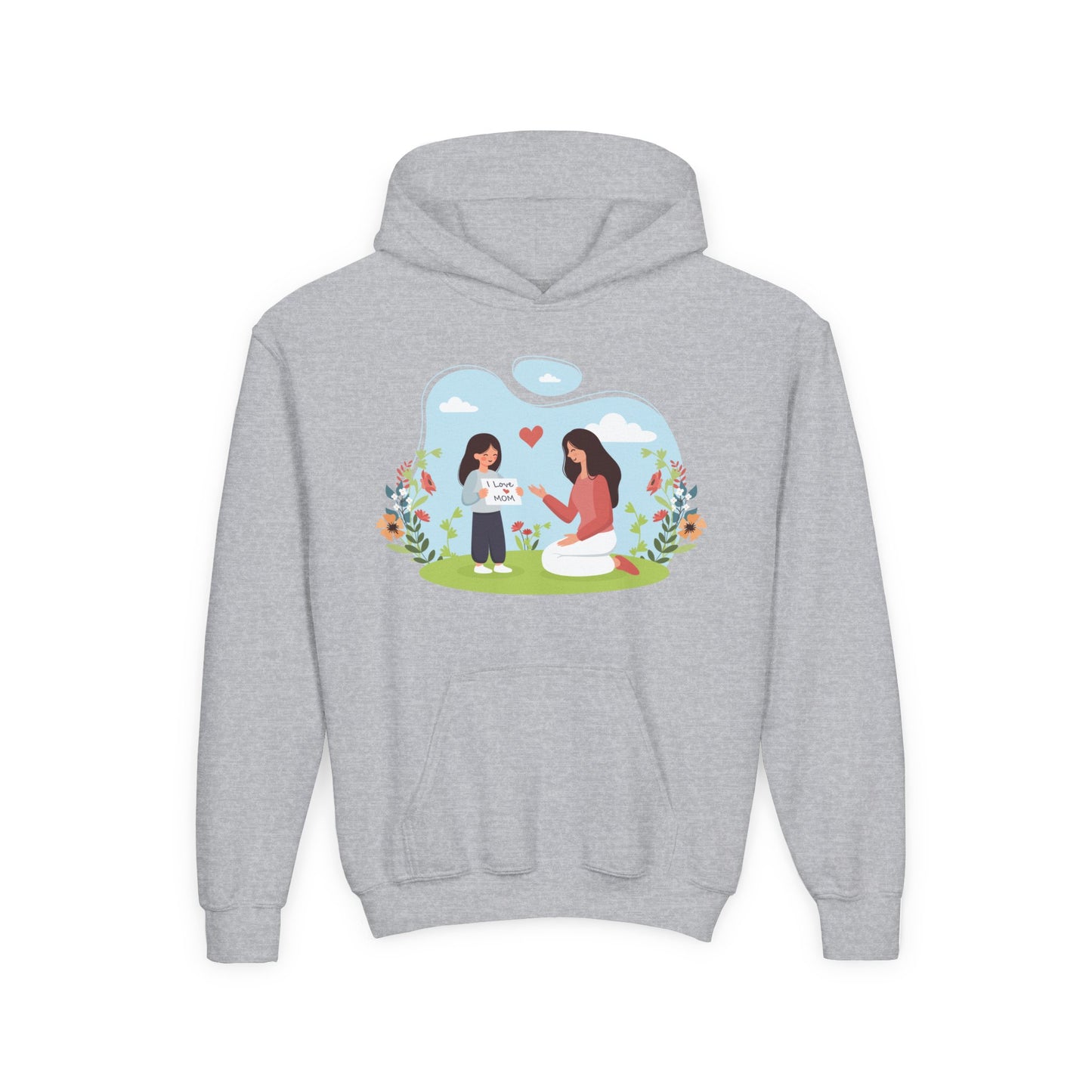 Youth Heavy Blend Hooded Sweatshirt -  Mother and daughter love