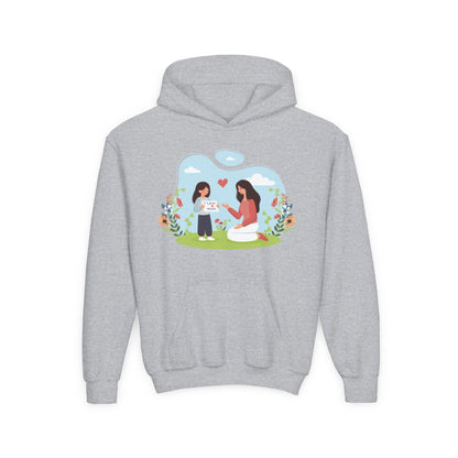 Youth Heavy Blend Hooded Sweatshirt -  Mother and daughter love Printify