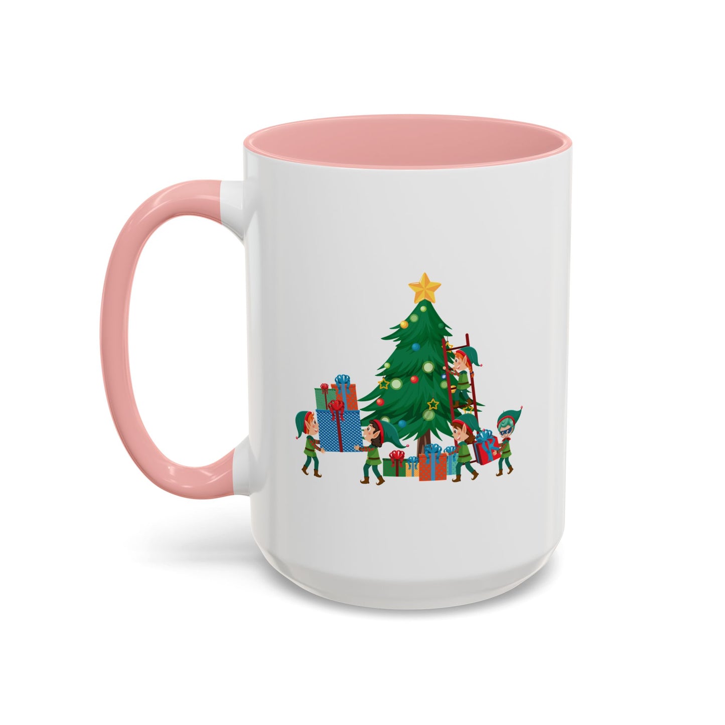Accent Coffee Mug - Super kiddo putting gifts on christmas tree