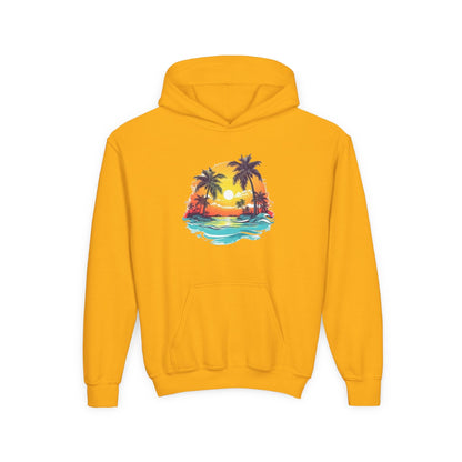 Youth Heavy Blend Hooded Sweatshirt - Summer tropical Printify