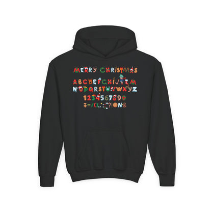 Youth Heavy Blend Hooded Sweatshirt - Christmas alphabet - [[{"value":"Wonderwear Kid"}]]