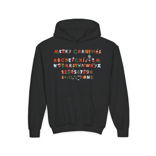 Youth Heavy Blend Hooded Sweatshirt - Christmas alphabet