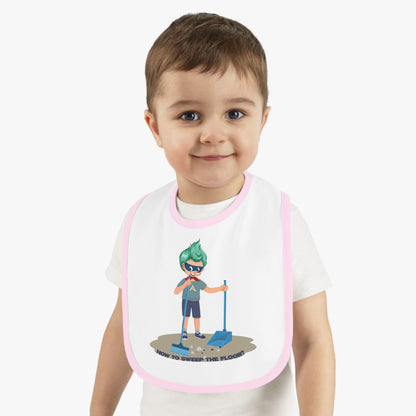 Baby Bib - Super kiddo sweeping floor - [[{"value":"Wonderwear Kid"}]]