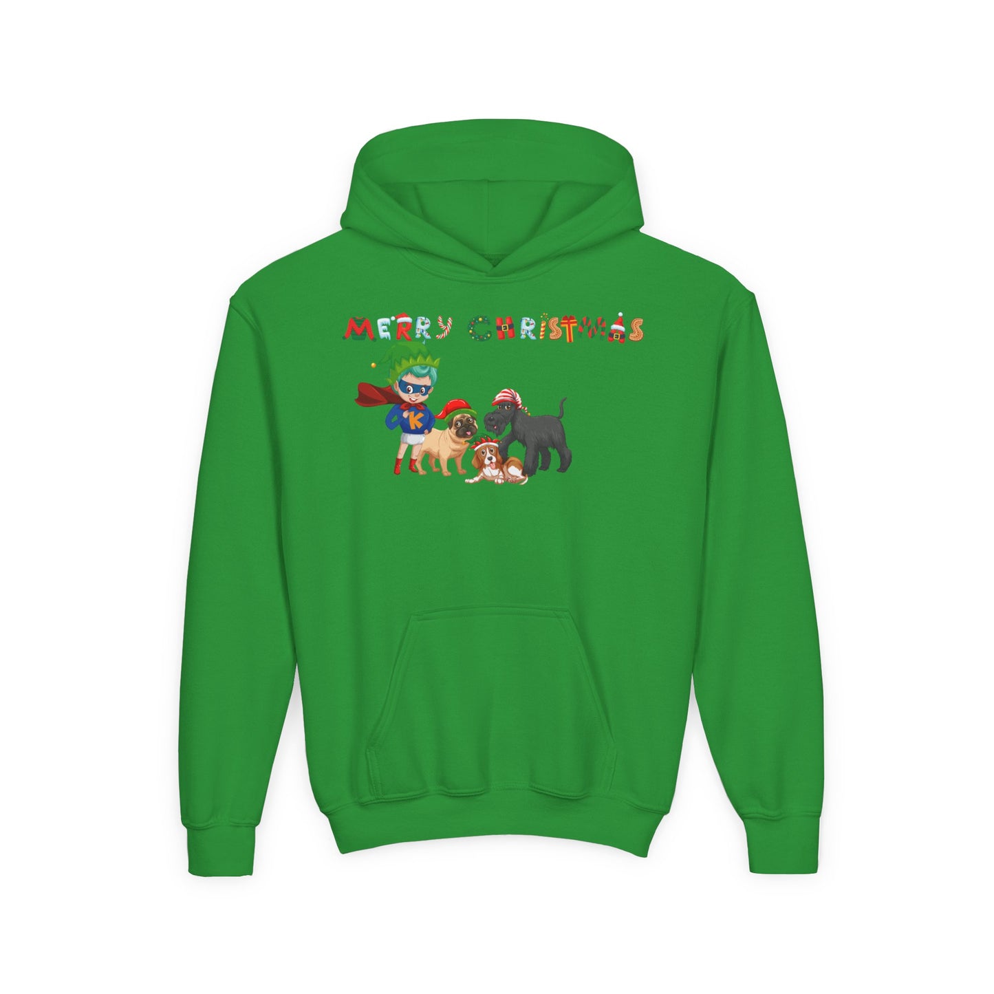 Youth Heavy Blend Hooded Sweatshirt - Super kiddo woith pet friends