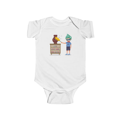Infant Bodysuit - Super kiddo cleaning a vase - [[{"value":"Wonderwear Kid"}]]