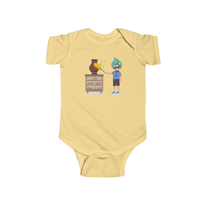 Infant Bodysuit - Super kiddo cleaning a vase - [[{"value":"Wonderwear Kid"}]]