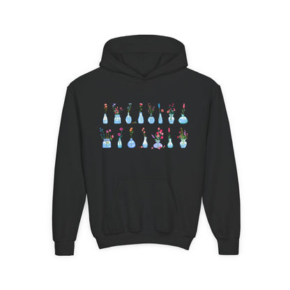 Youth Heavy Blend Hooded Sweatshirt - Set of flower vase Printify