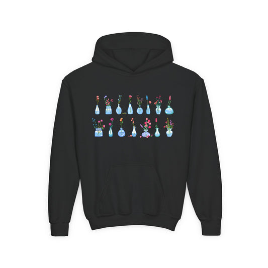 Youth Heavy Blend Hooded Sweatshirt - Set of flower vase Printify