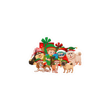 Christmas Kiss-Cut Vinyl Decals – Christmas with super kiddo pet friends without text - [[{"value":"Wonderwear Kid"}]]