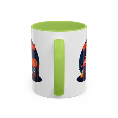 Accent Coffee Mug - Super kiddo wearing pumpkin - [[{"value":"Wonderwear Kid"}]]