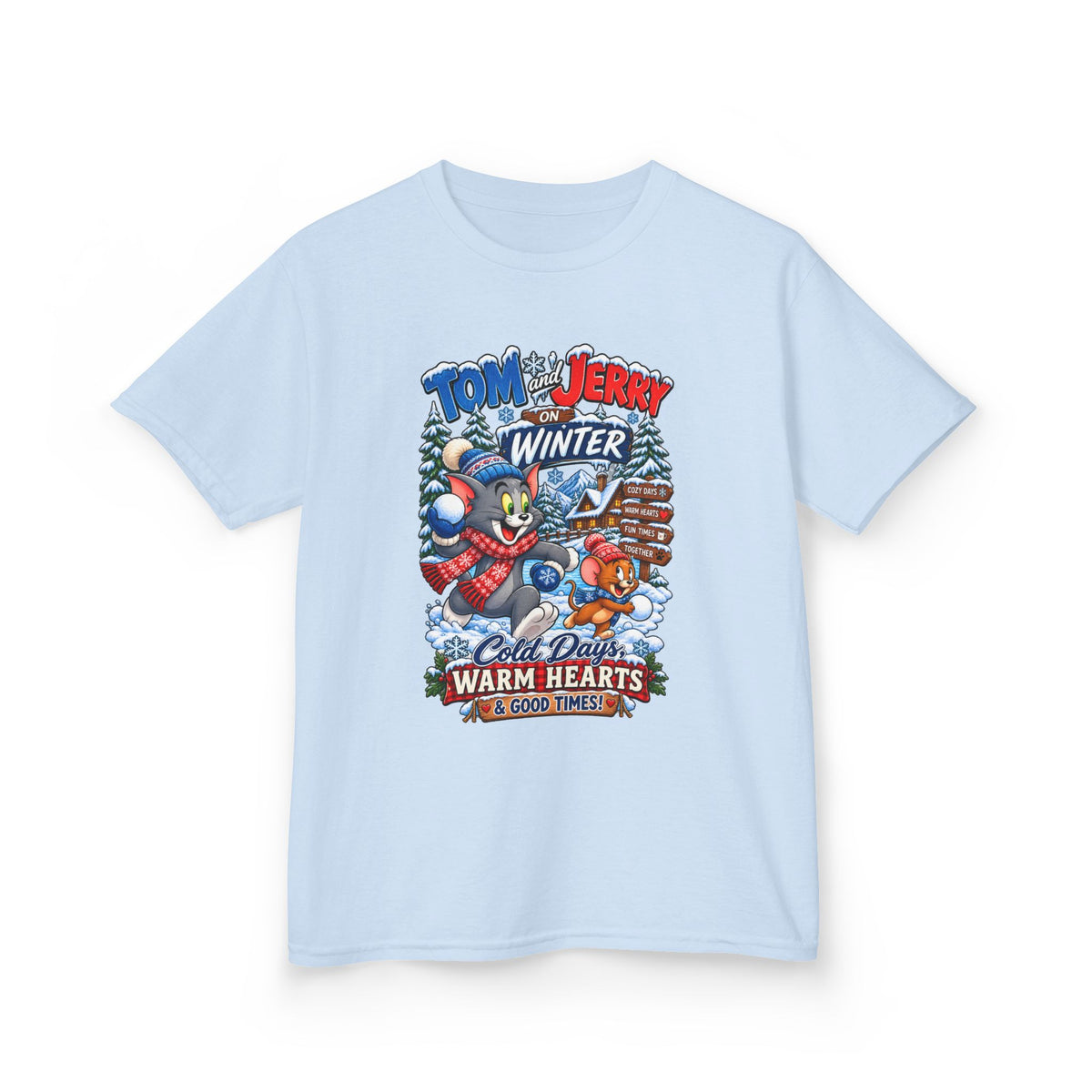 Kids Heavy Cotton™ Tee - Tom and Jerry’s Cozy Winter Adventure