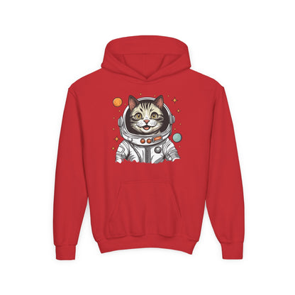 Youth Heavy Blend Hooded Sweatshirt - Astronaut cat Printify