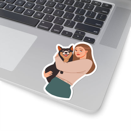Kiss-Cut Vinyl Decals - Siberian husky and mom Printify