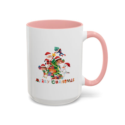 Accent Coffee Mug - Super kiddo making christmas tree with text - [[{"value":"Wonderwear Kid"}]]