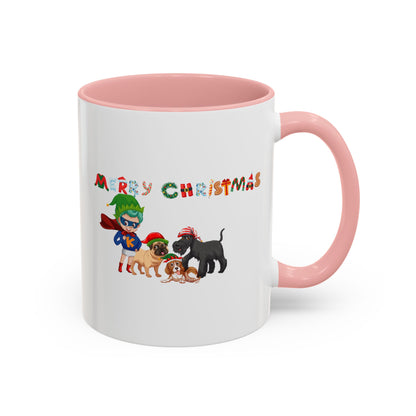 Accent Coffee Mug - Super kiddo woith pet friends - [[{"value":"Wonderwear Kid"}]]