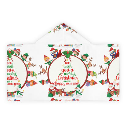 Youth Hooded Towel —  We Wish You a Merry Christmas - [[{"value":"Wonderwear Kid"}]]