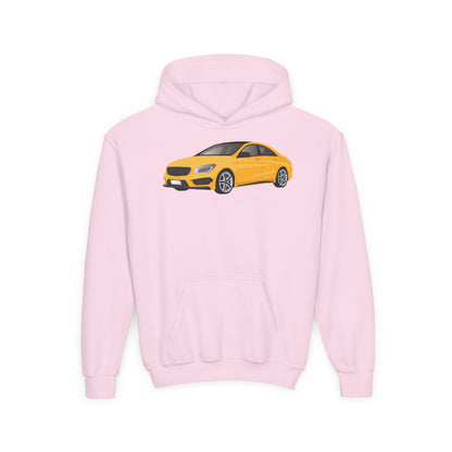Youth Heavy Blend Hooded Sweatshirt - Yellow car Printify