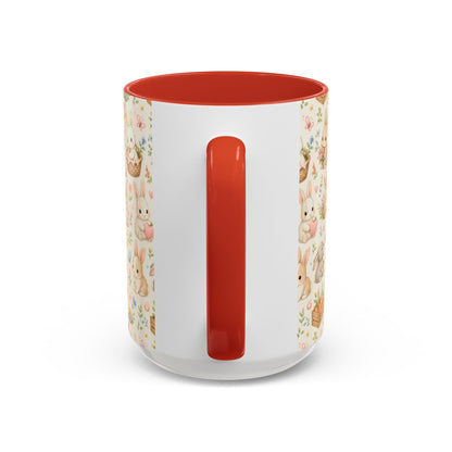 Accent Coffee Mug  (11/15 oz) - Pastel Bunny Garden Easter