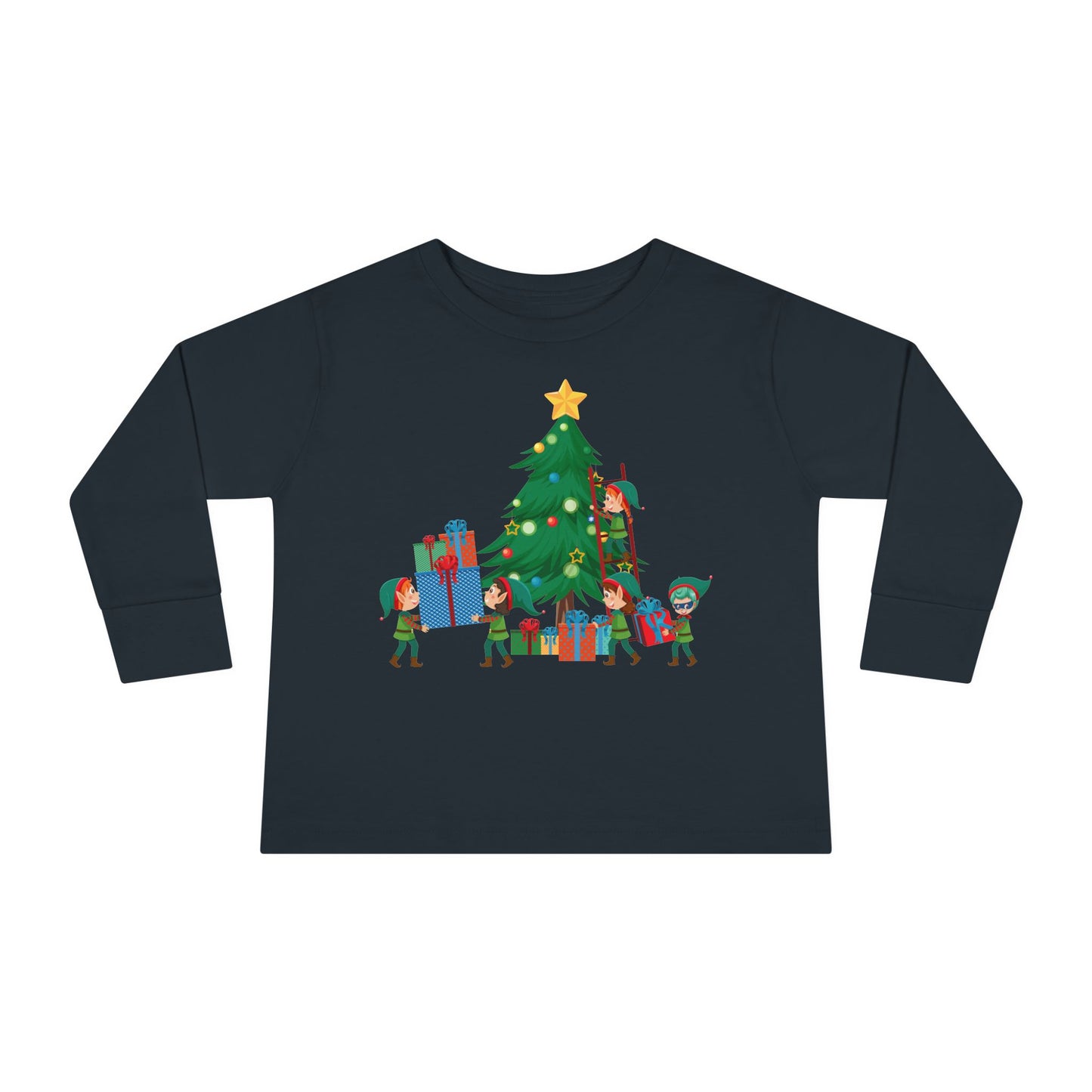 Toddler Long Sleeve Tee - Super kiddo putting gifts on christmas tree - [[{"value":"Wonderwear Kid"}]]