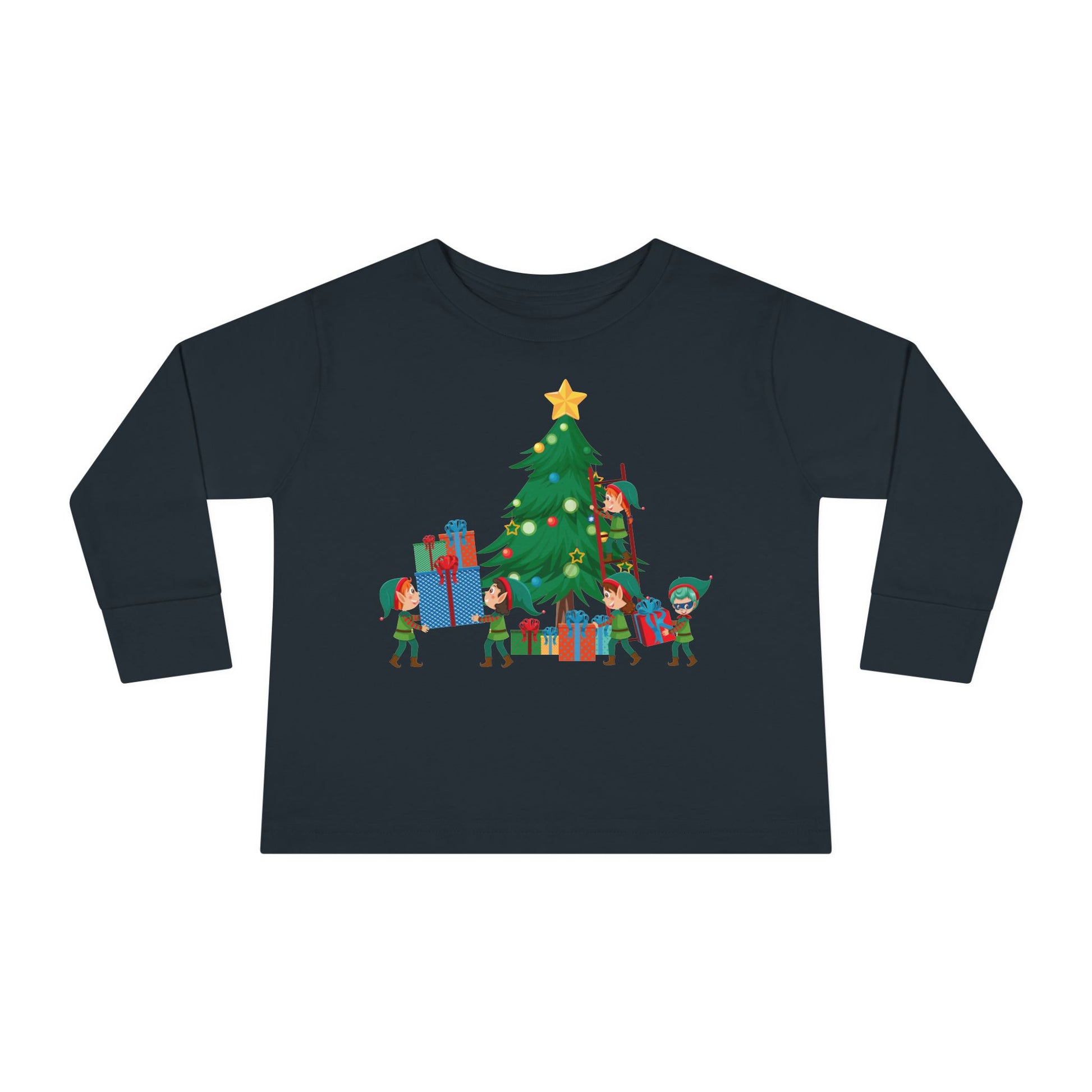 Toddler Long Sleeve Tee - Super kiddo putting gifts on christmas tree - [[{"value":"Wonderwear Kid"}]]