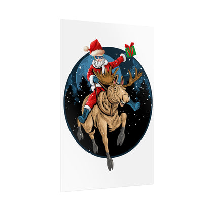 Rolled Posters - Super kiddo riding a reindeer - [[{"value":"Wonderwear Kid"}]]